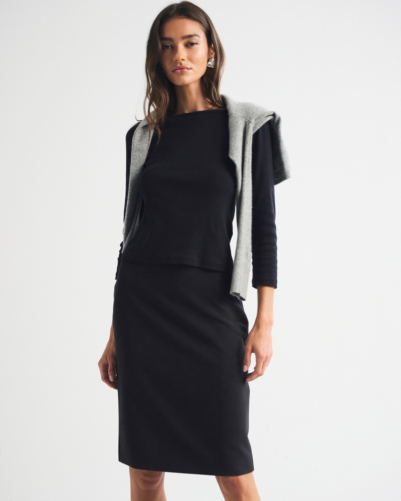 High Rise Pencil Midi Skirt - thumbnail 6