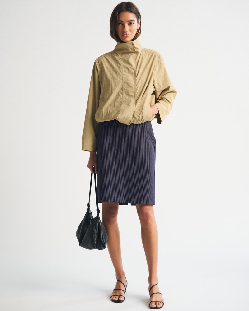 High Rise Pencil Midi Skirt