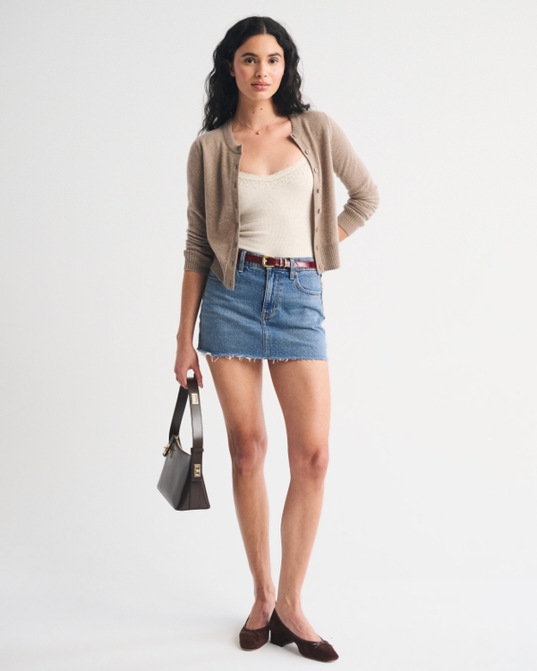 Mid Rise 5-Pocket Denim Mini Skort, Medium view 2