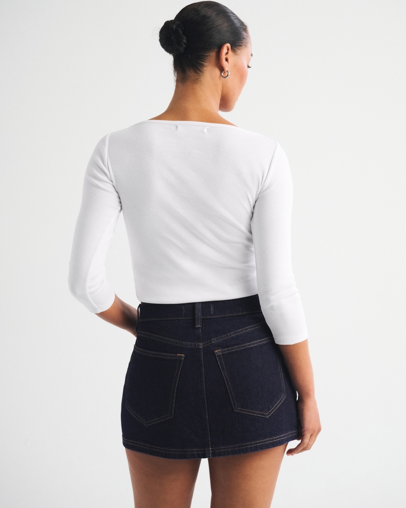 Curve Love Mid Rise 5-Pocket Denim Mini Skort - thumbnail 10