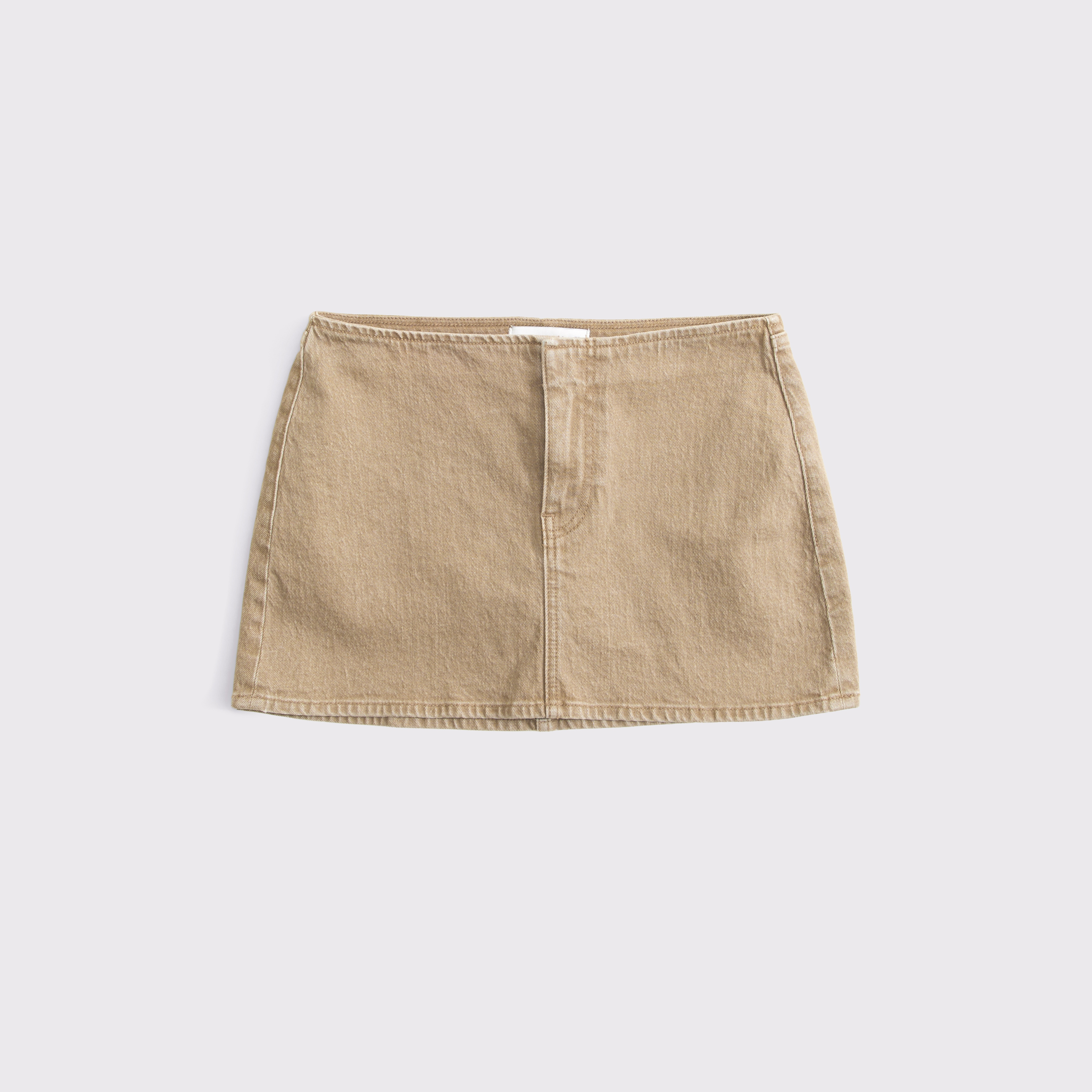 Женская юбка-шорты Abercrombie & Fitch Clean Waist Low Rise Denim Mini Skort, цвет: Светлый коричневый — фото 1