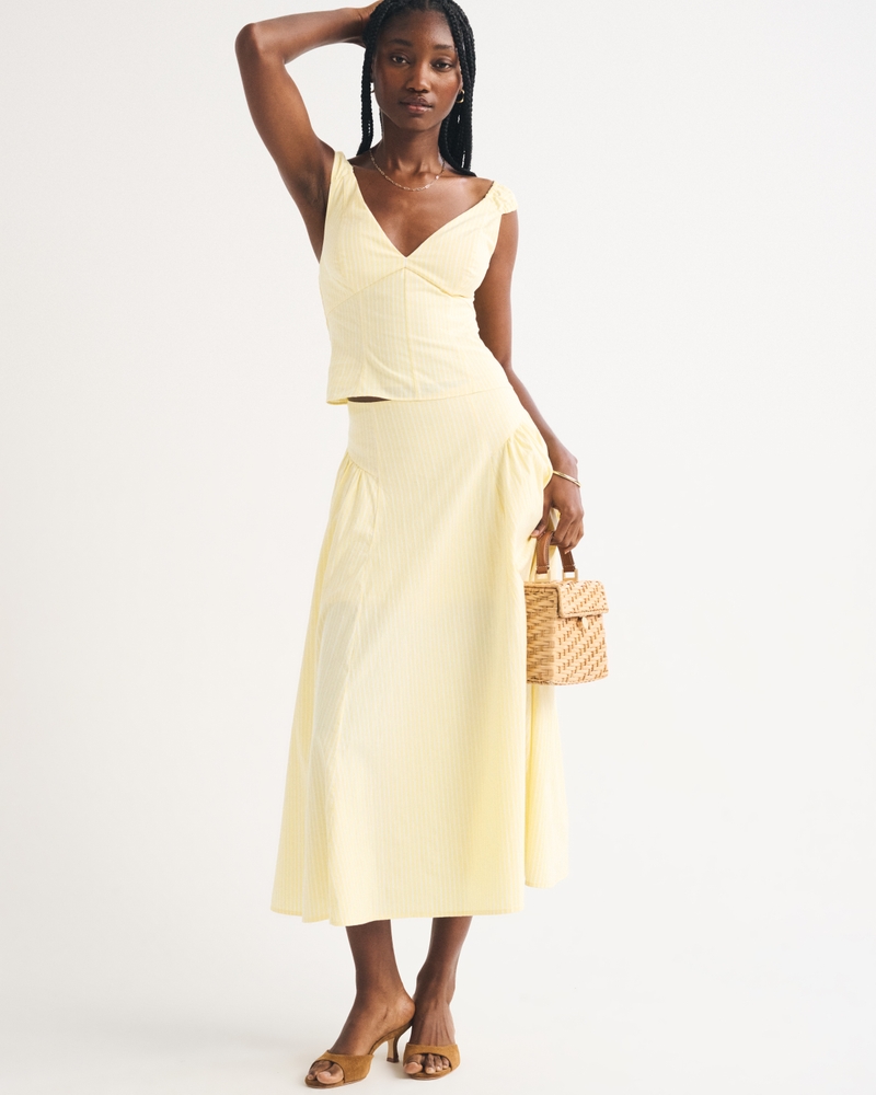 A&F Dylan Poplin Ultra High Rise Midi Skirt - thumbnail 10