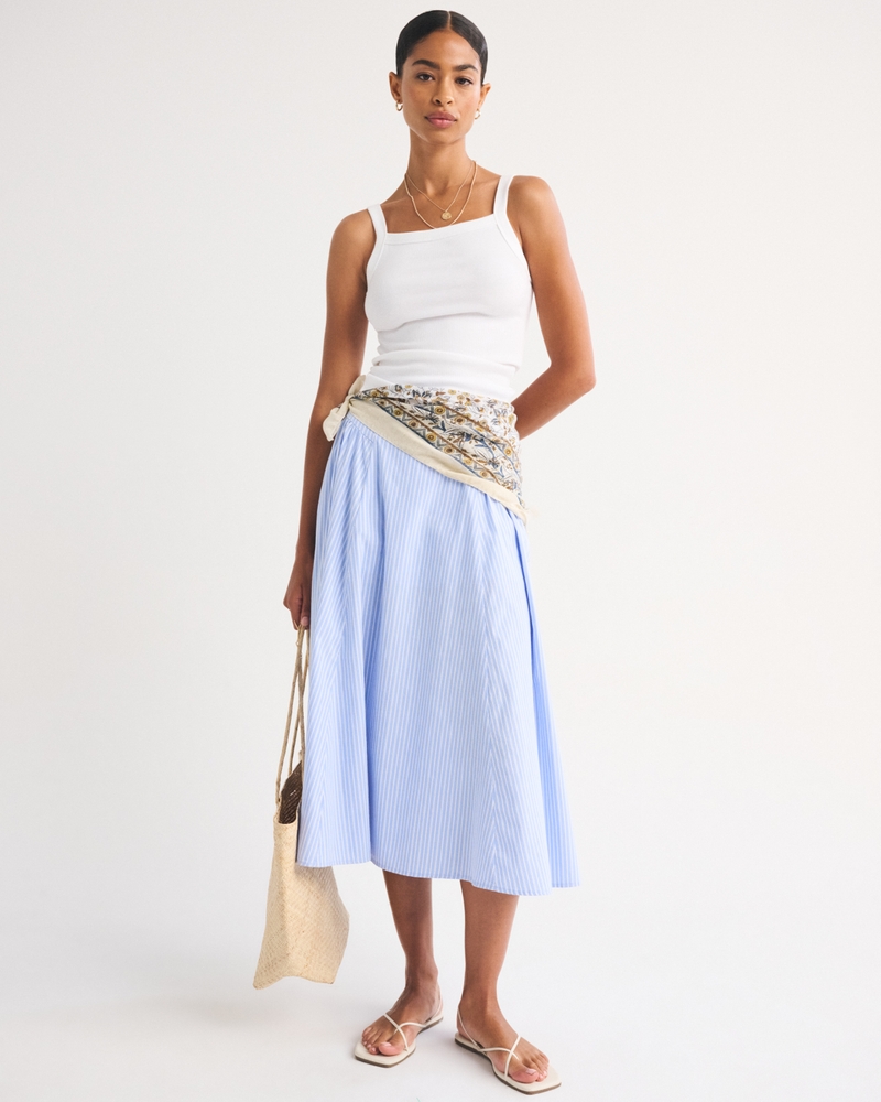 A&F Dylan Poplin Ultra High Rise Midi Skirt - thumbnail 2