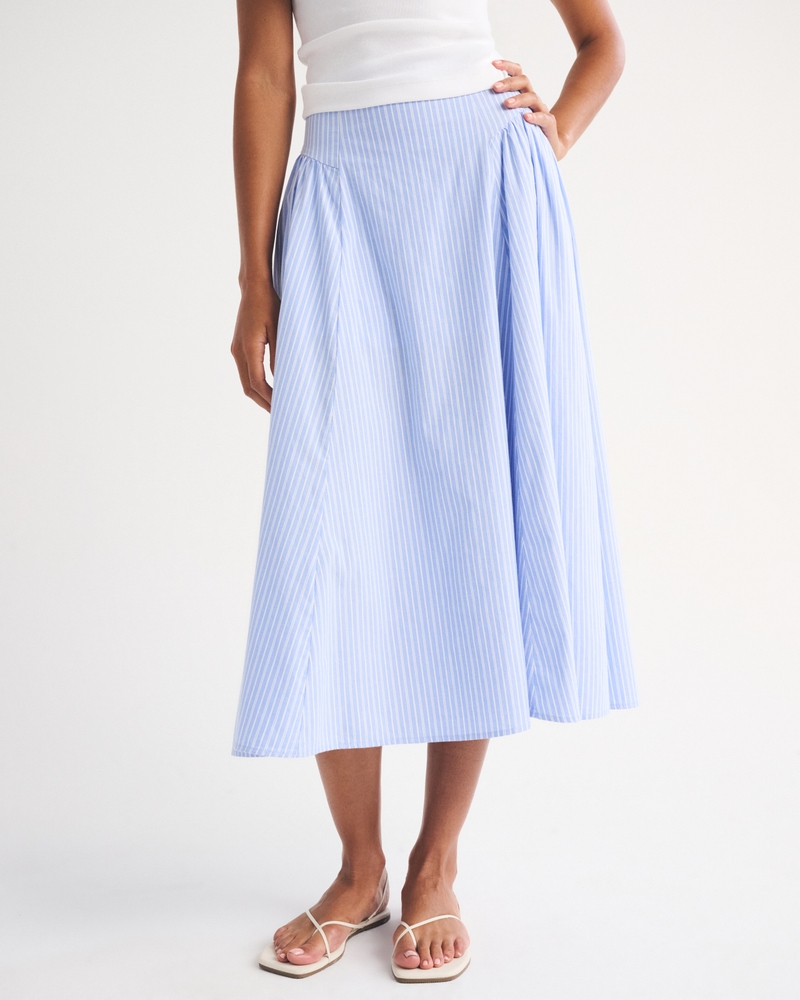 A&F Dylan Poplin Ultra High Rise Midi Skirt