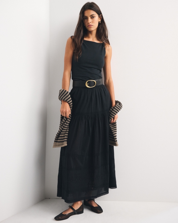 Boho Maxi Skirt, Black view 1