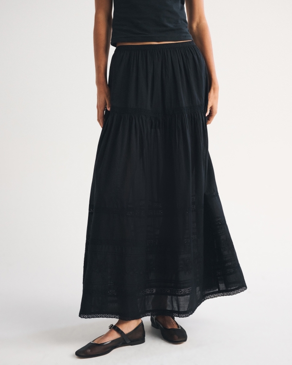 Boho Maxi Skirt, Black view 2
