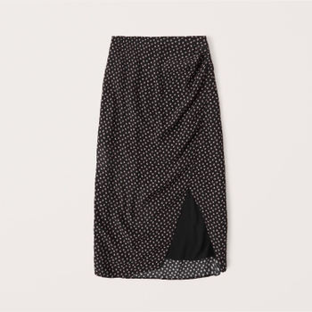 Women's Ruched High-Slit Midi Skirt | Women's Bottoms | Abercrombie.com