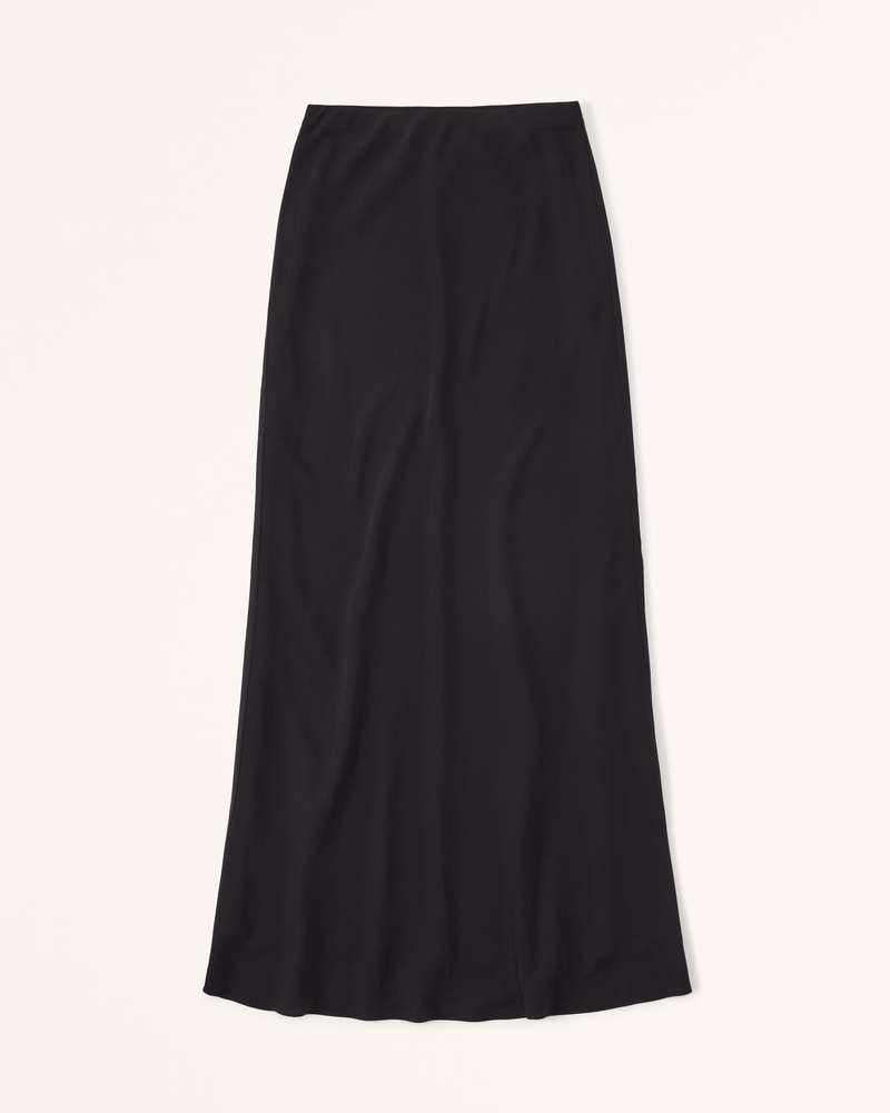 Faux Silk Column Maxi Skirt