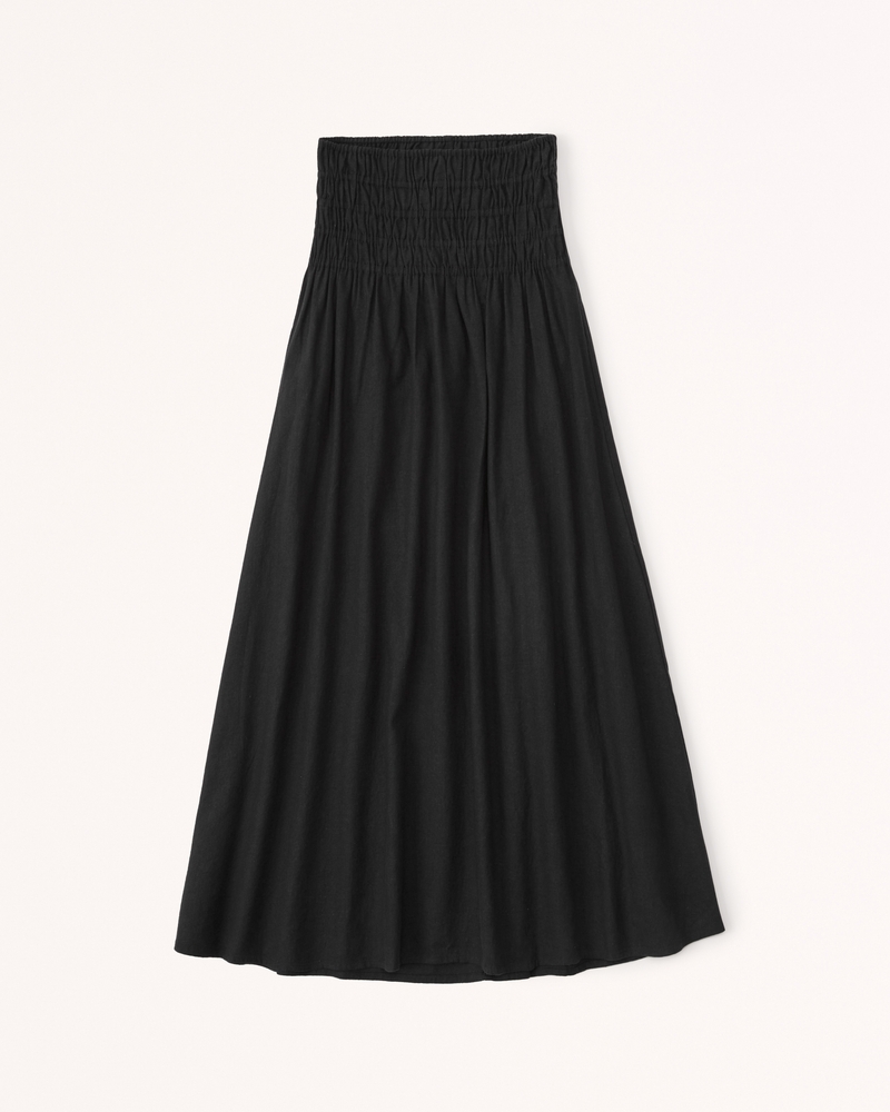 Women's Linen-Blend Ruched Waist Maxi Skirt | Women's Clearance ...