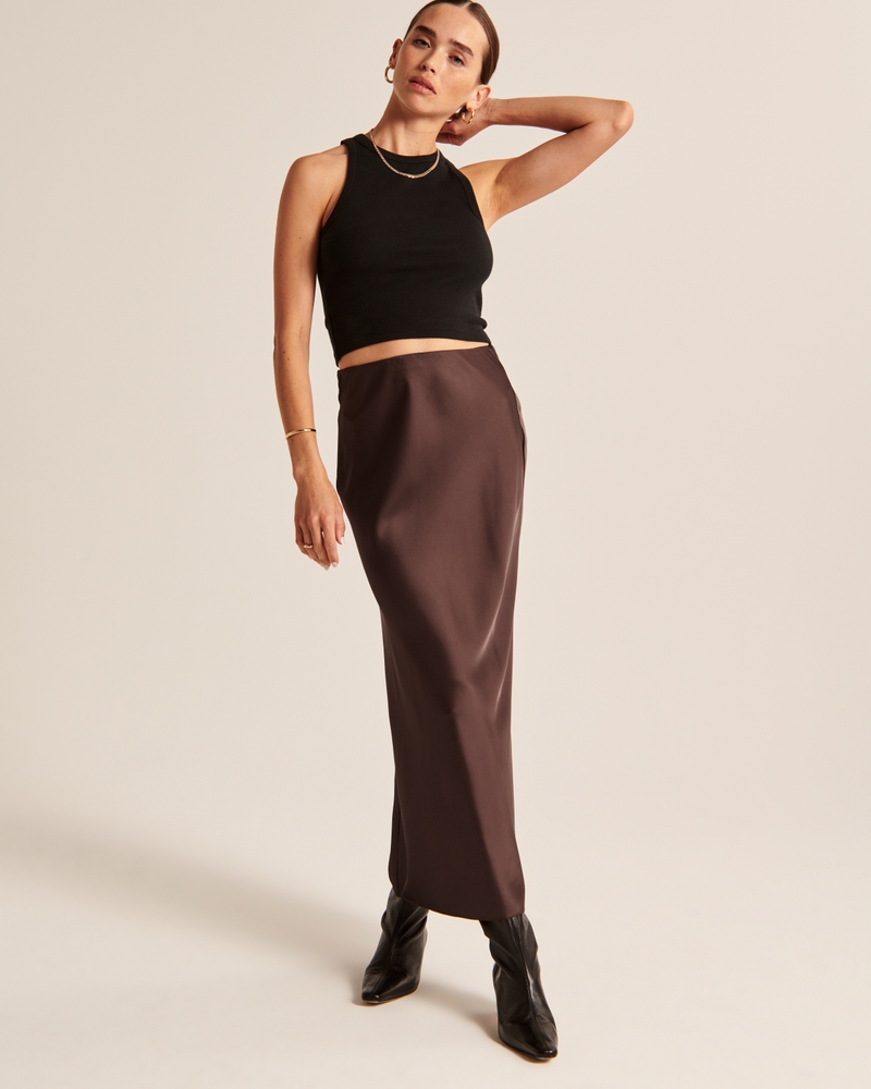 Abercrombie & Fitch Satin Column Maxi Skirt