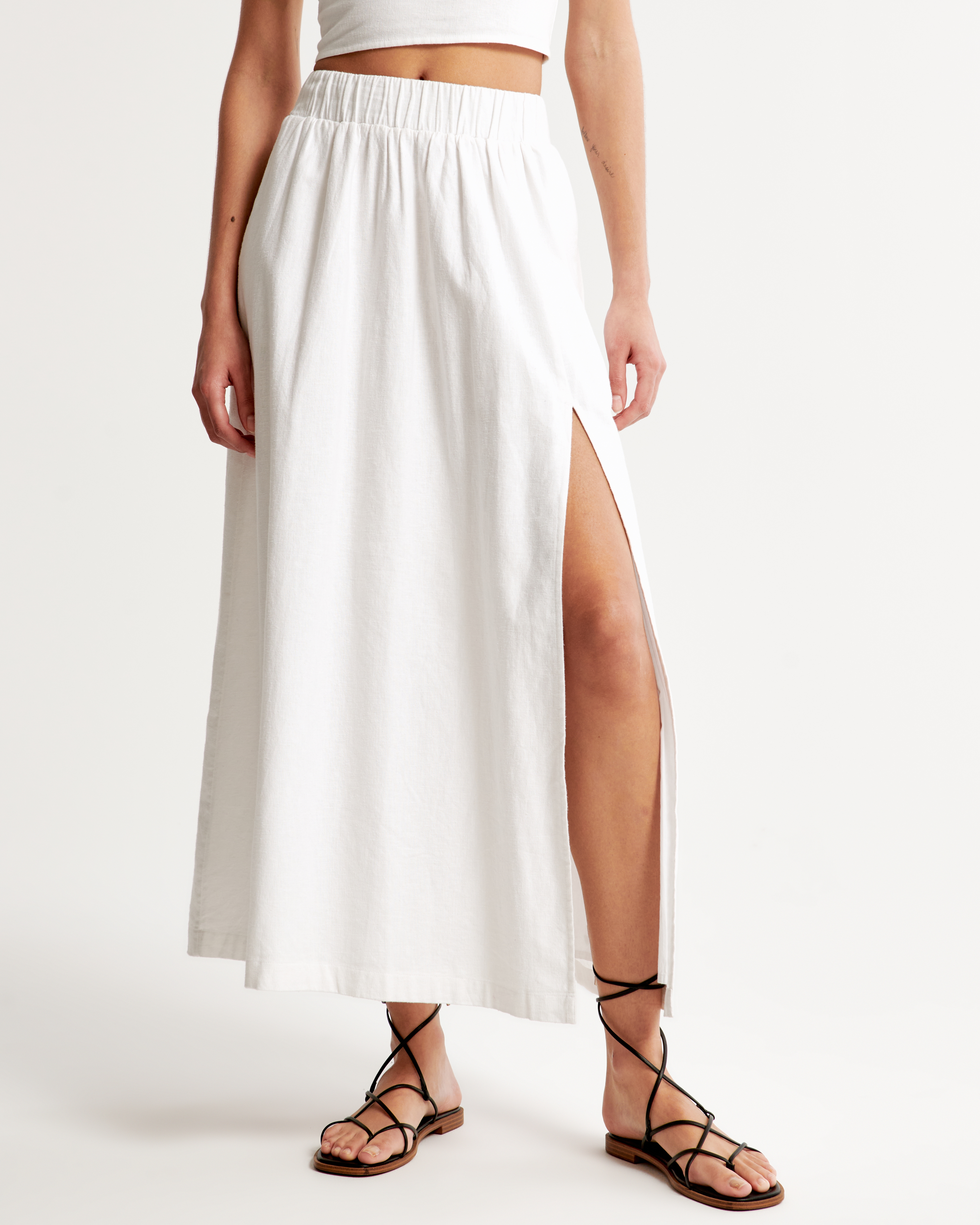 Women's Linen-Blend High-Slit Maxi Skirt | Women's Clearance