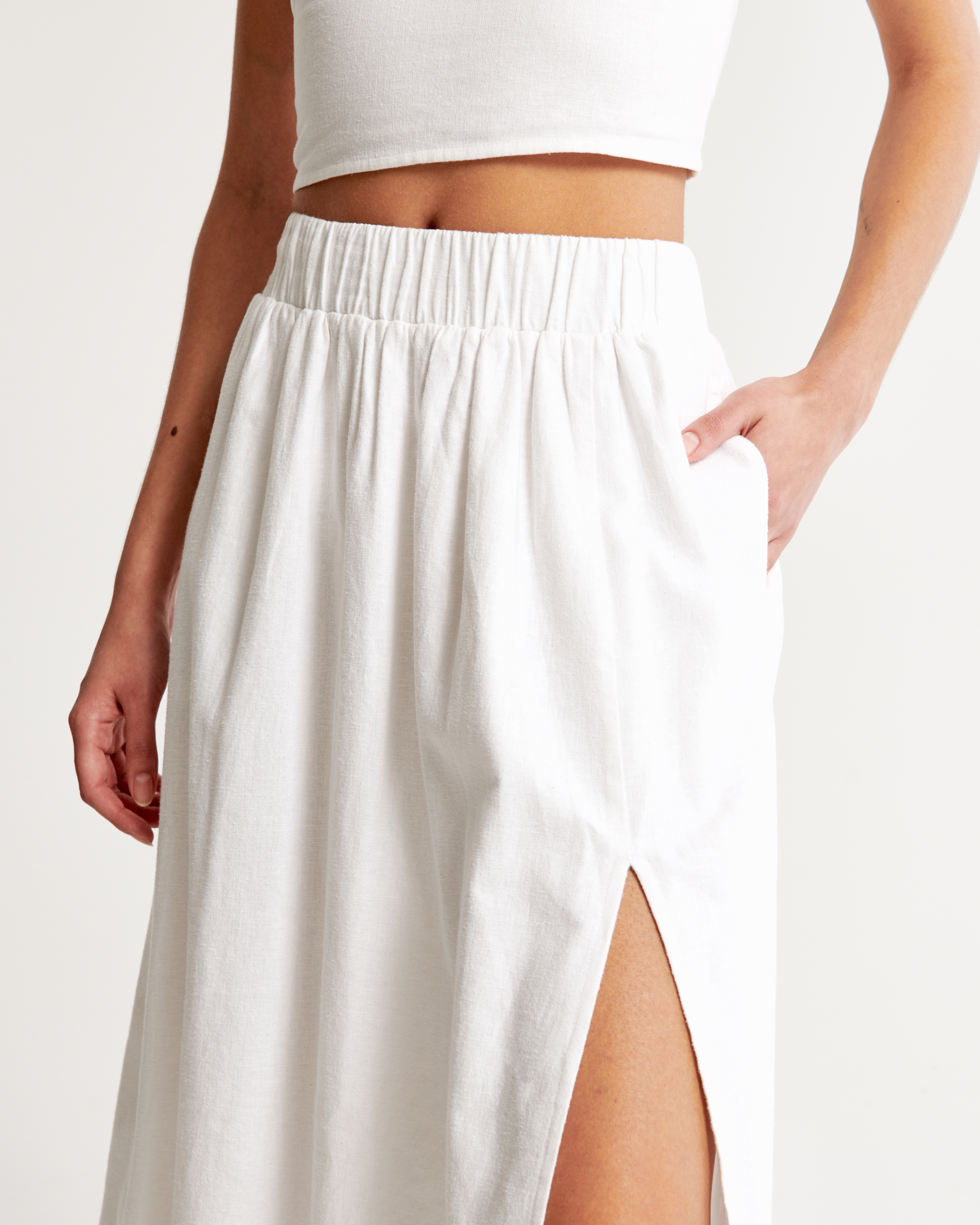 Women's Linen-Blend High-Slit Maxi Skirt | Women's Clearance