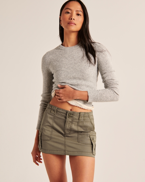 State Fair Olive Green Denim Mini Skirt