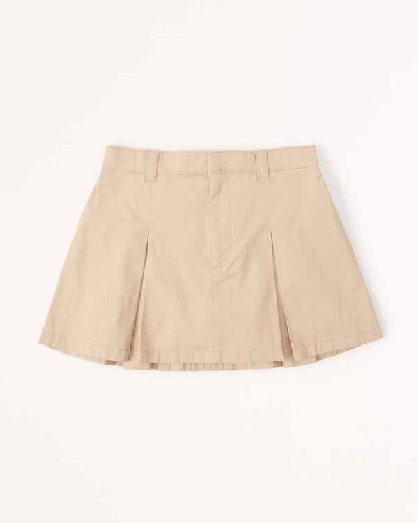 Pleated Chino Mini Skort, Tan view 1