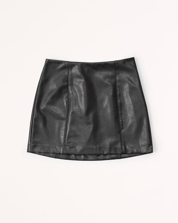 The A&F Scarlett Vegan Leather Mini Skort, Black