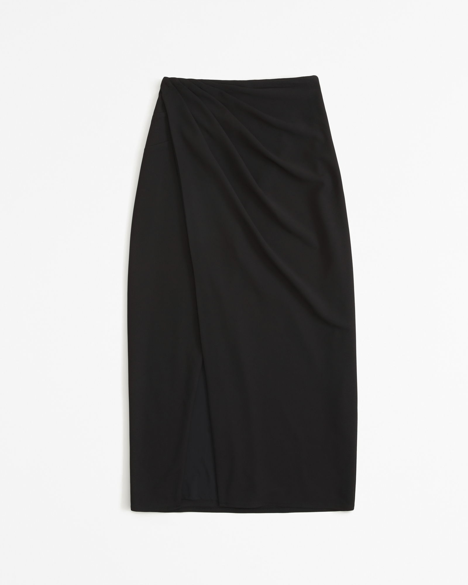 Crepe Draped Midi Skirt