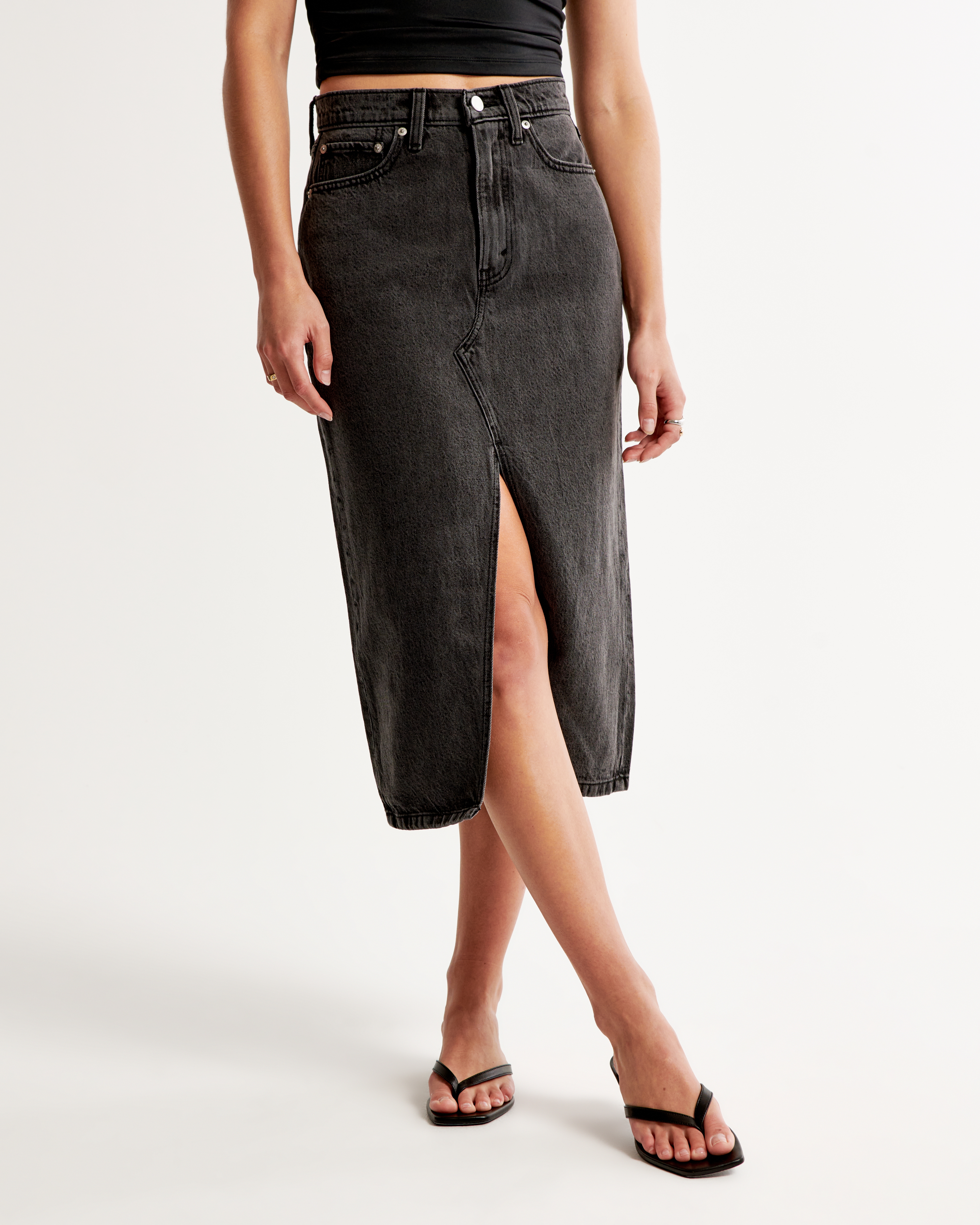 Denim midi shop skirt abercrombie