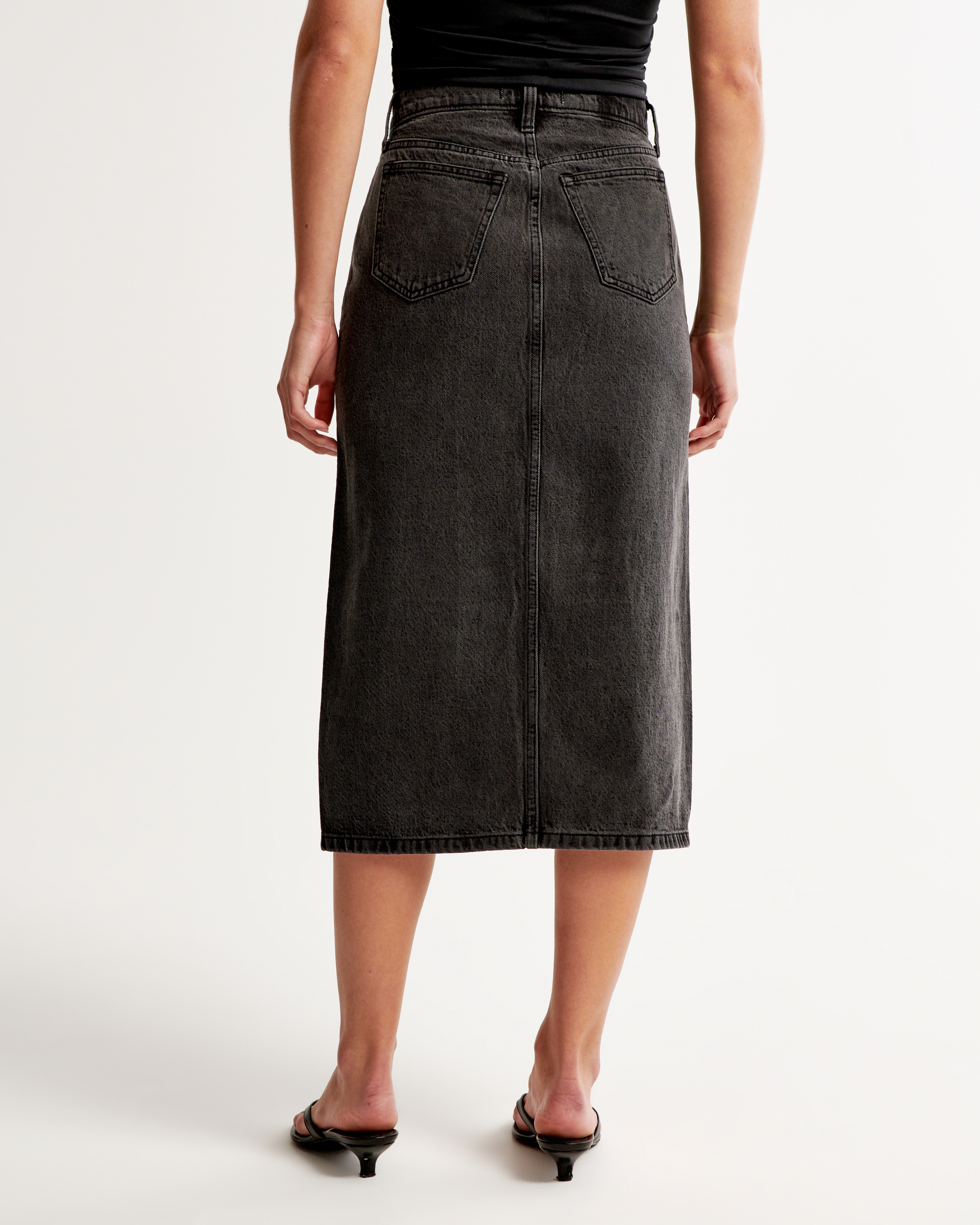 Denim black midi store skirt