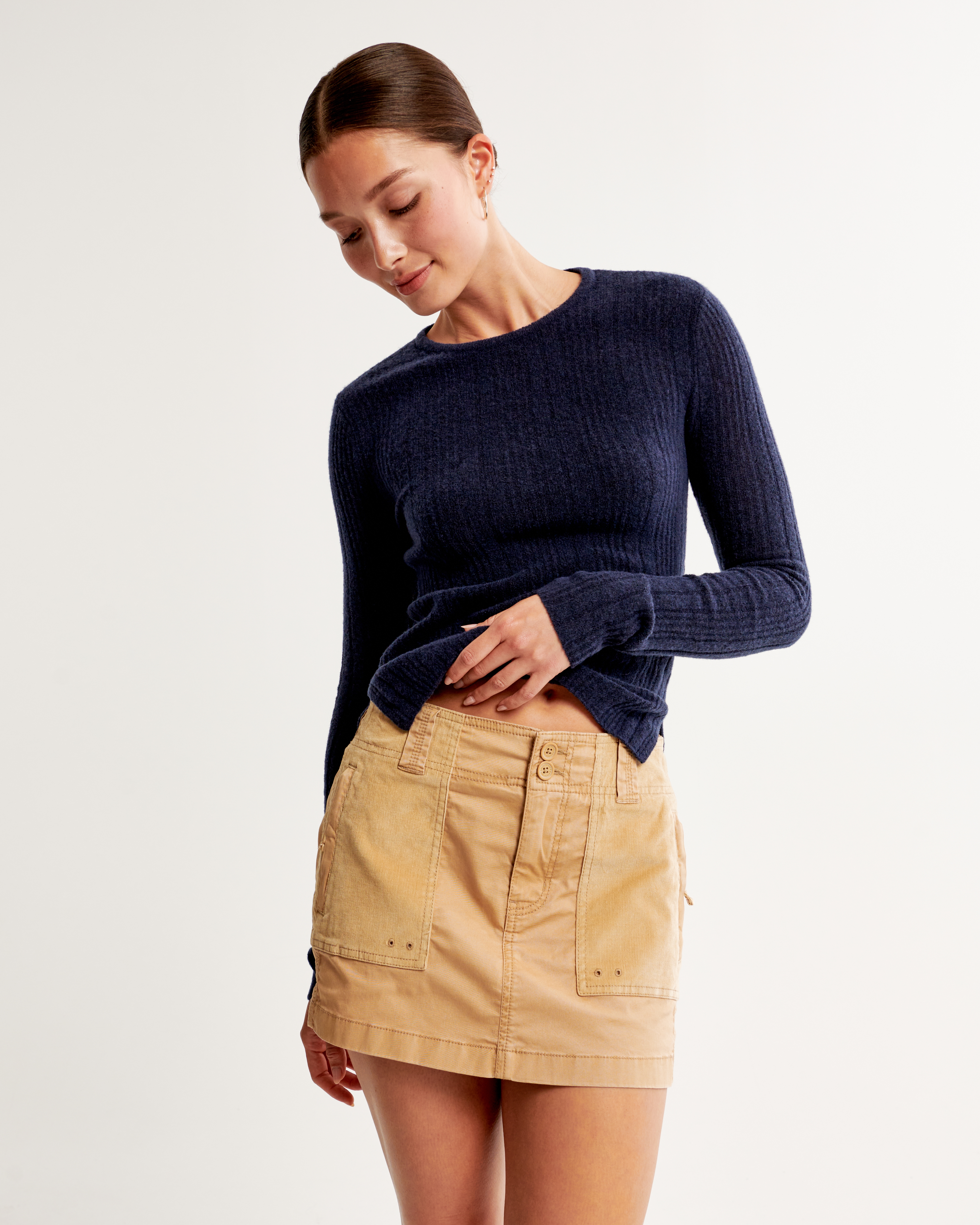 Women's 2000s Mixed Fabric Micro Mini Skirt | Women's Bottoms