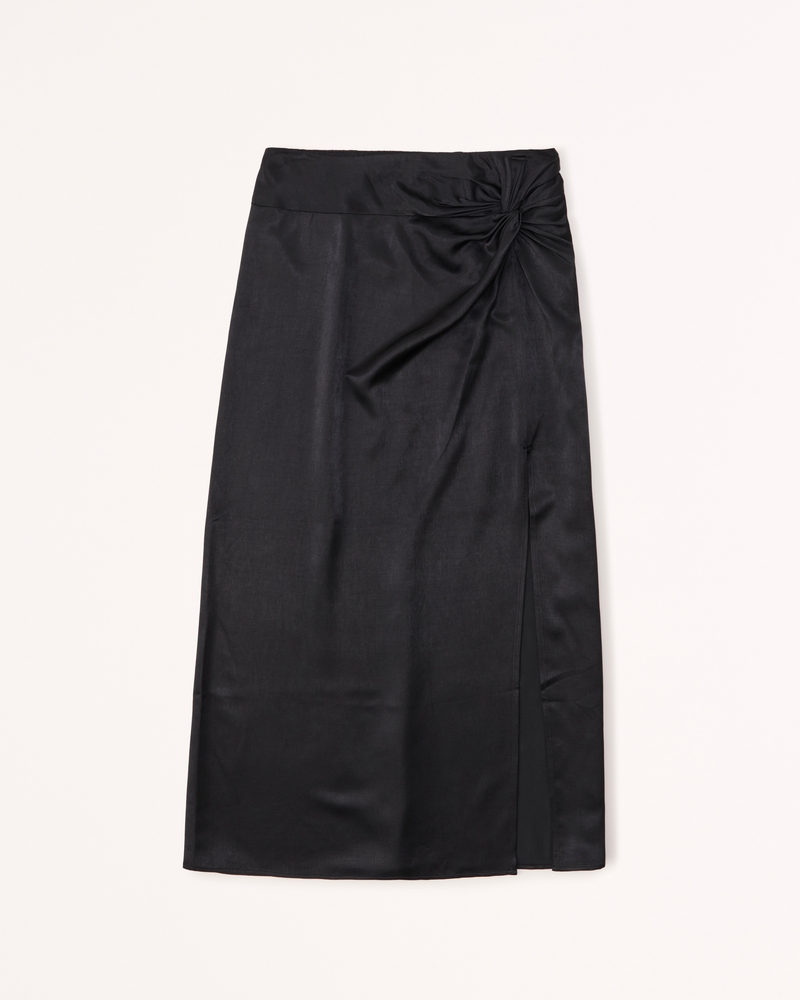 Women's Knotted Elevated Satin Midi Skirt | Women's Clearance ...