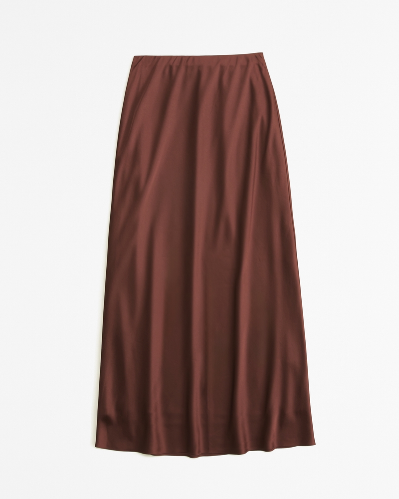 Satin midi skirt outlet elastic waist