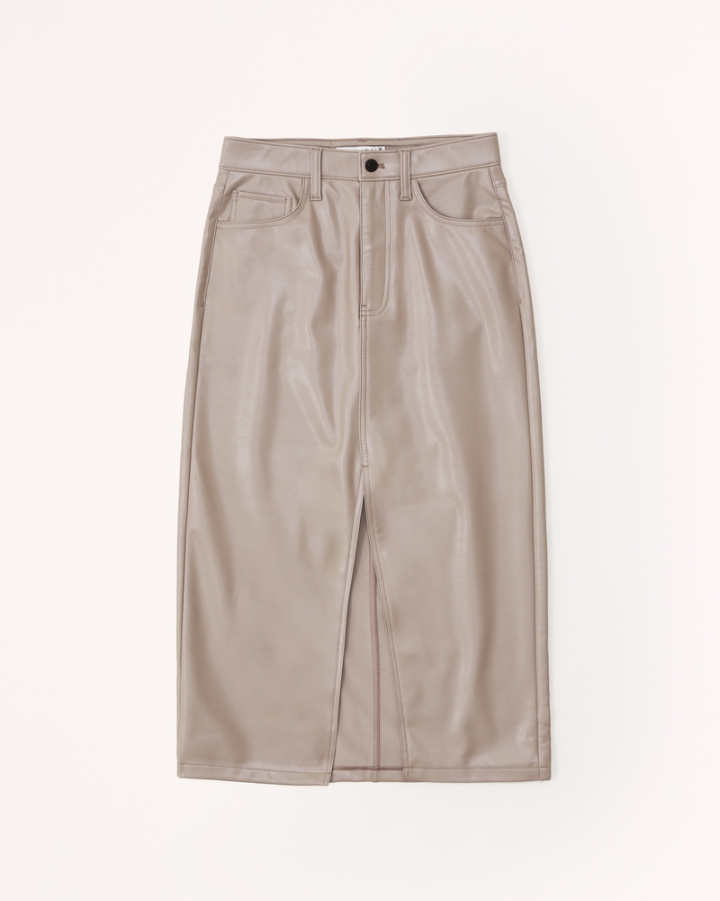 Women's Vegan Leather Midi Skirt | Women's Clearance | Abercrombie.com