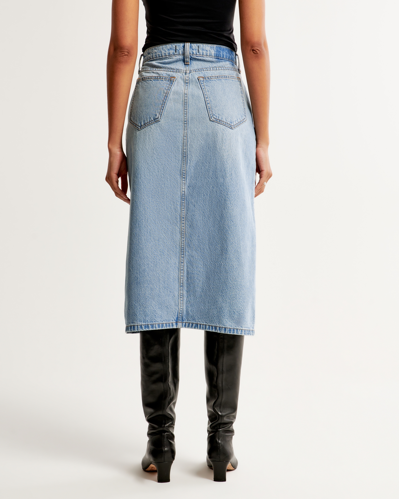 Denim Cargo Midi Skirt