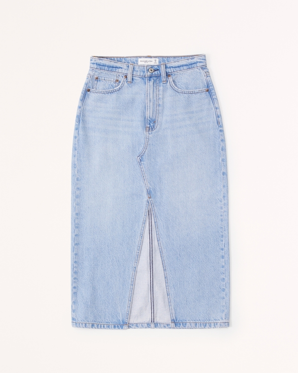 Denim Midi Skirt, Light Wash