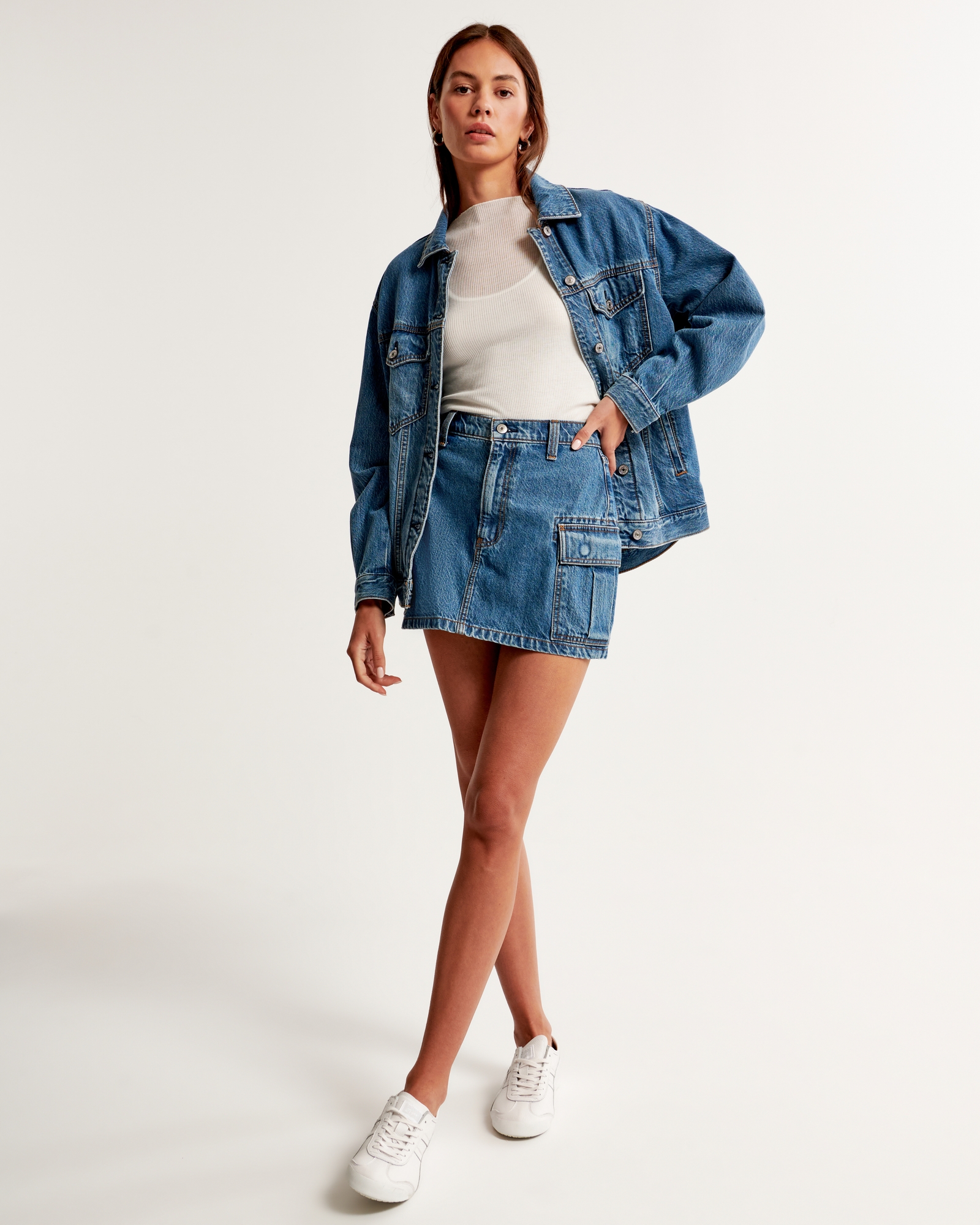 Denim Cargo Mini Skirt