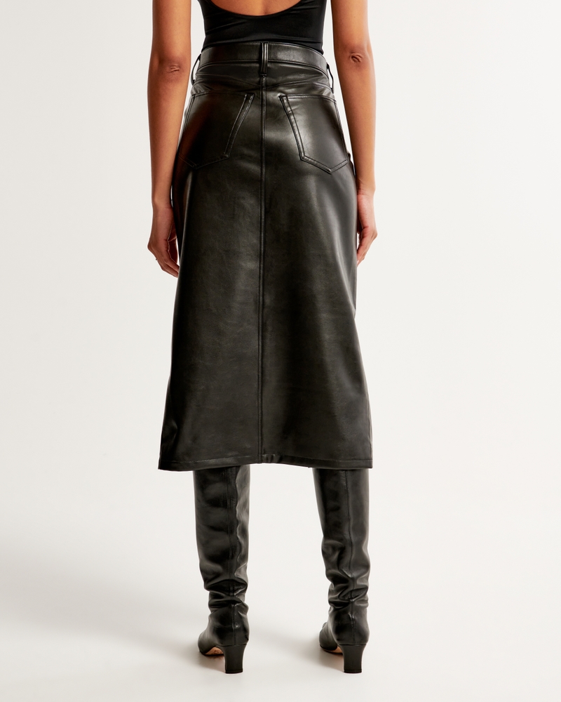Women's Vegan Leather Midi Skirt, Women's Clearance