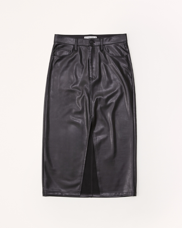 Women's Vegan Leather Midi Skirt | Women's Bottoms | Abercrombie.com