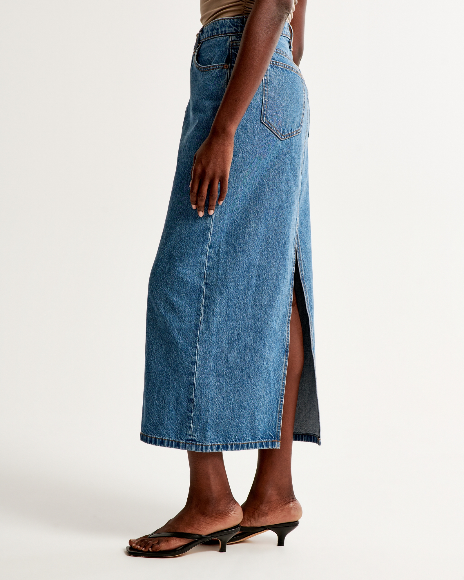 Denim Column Maxi Skirt