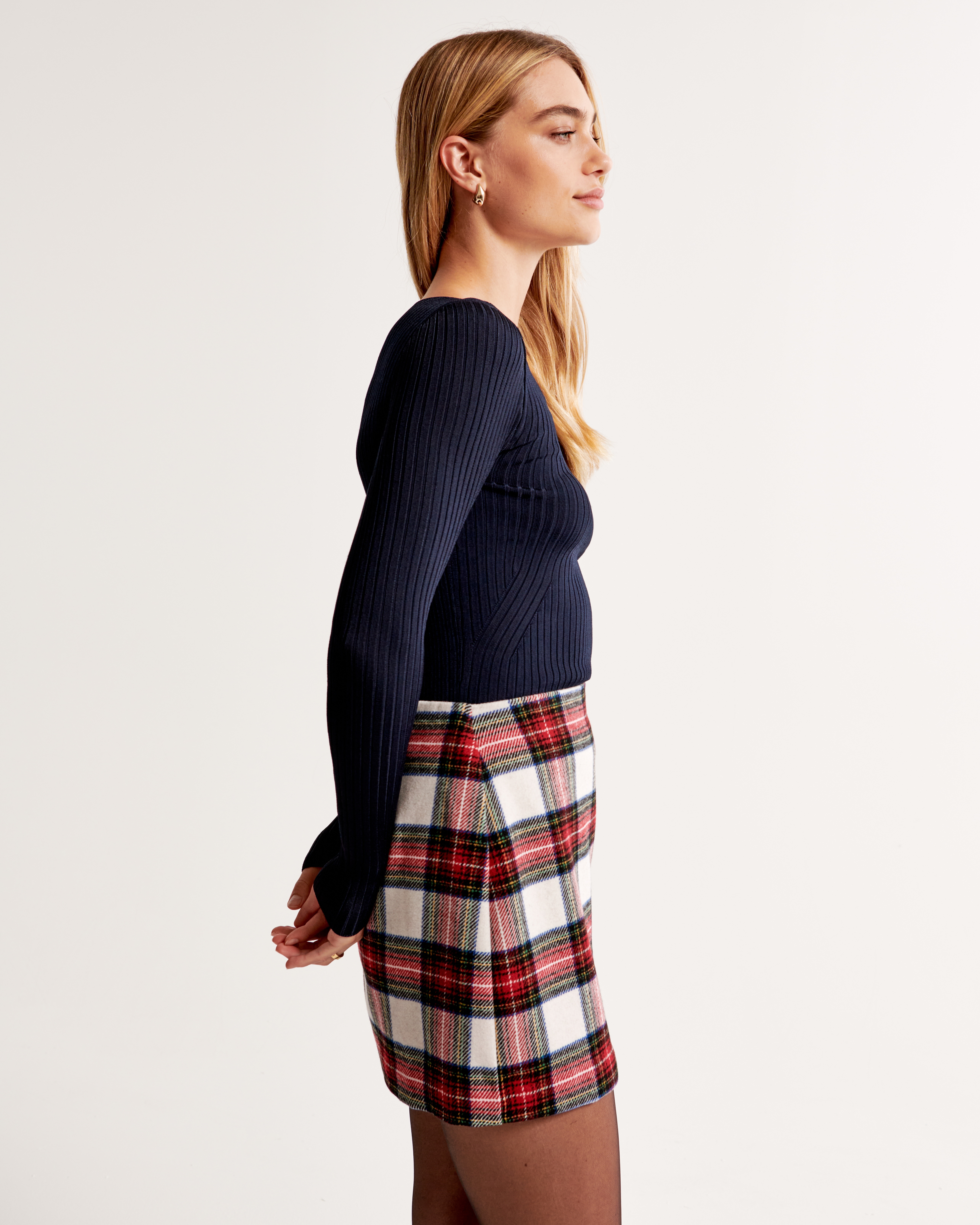 Black and white plaid skirt clearance xs