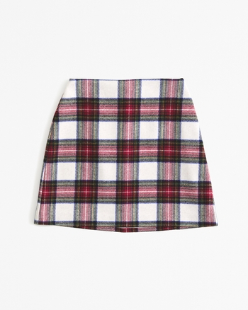 Plaid skirt red and white hot sale