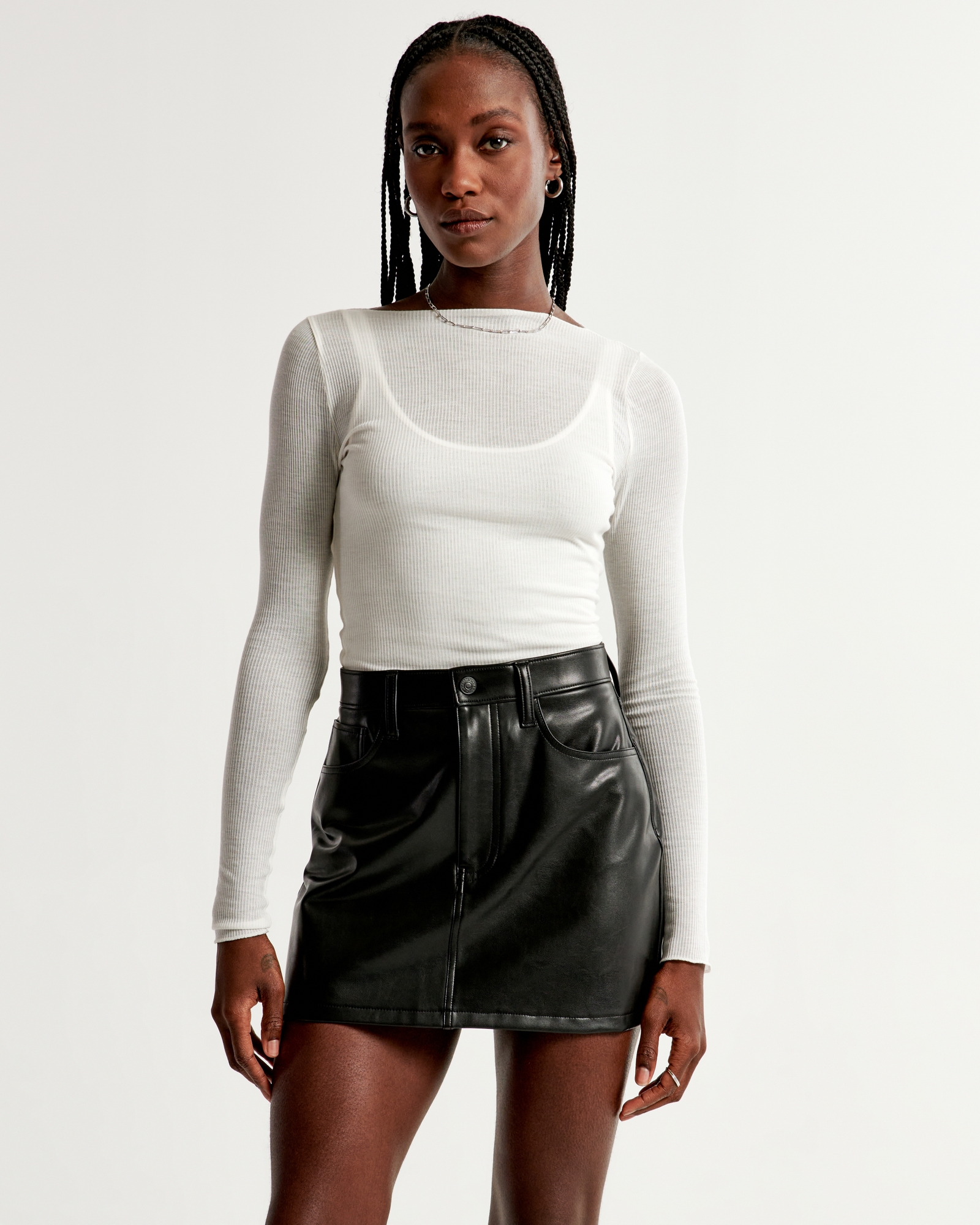 Vegan Leather 5-Pocket Mini Skirt