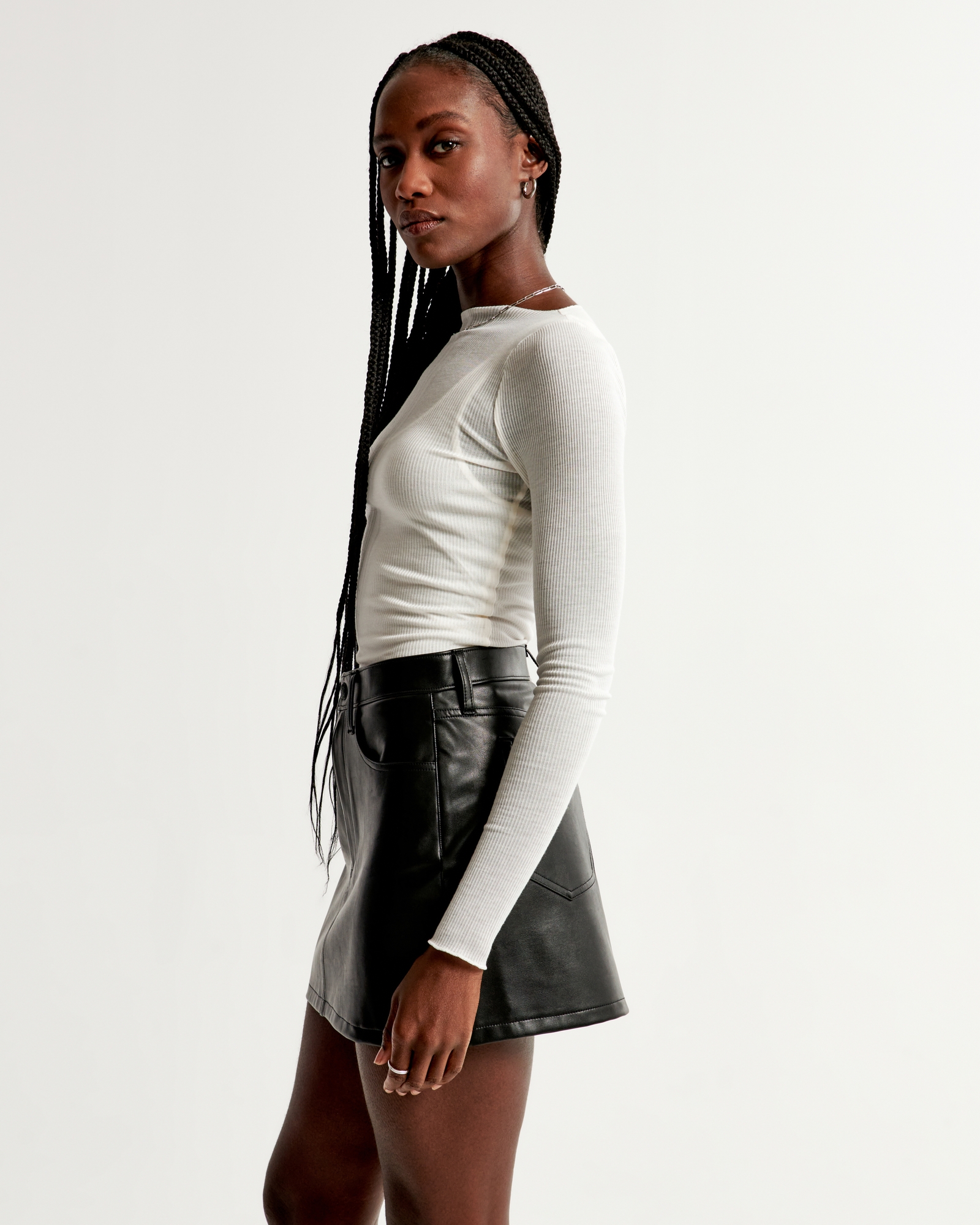 Vegan Leather 5-Pocket Mini Skirt