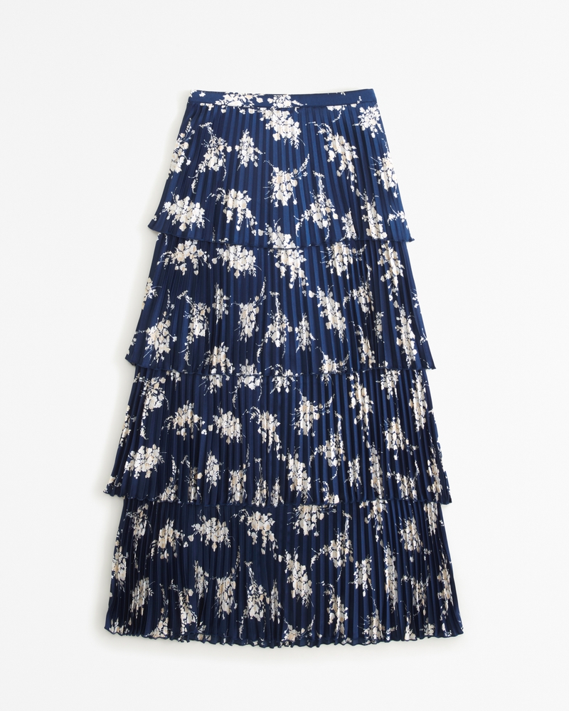 Women's Satin Pleated Tiered Maxi Skirt | Women's Matching Sets | Abercrombie.com