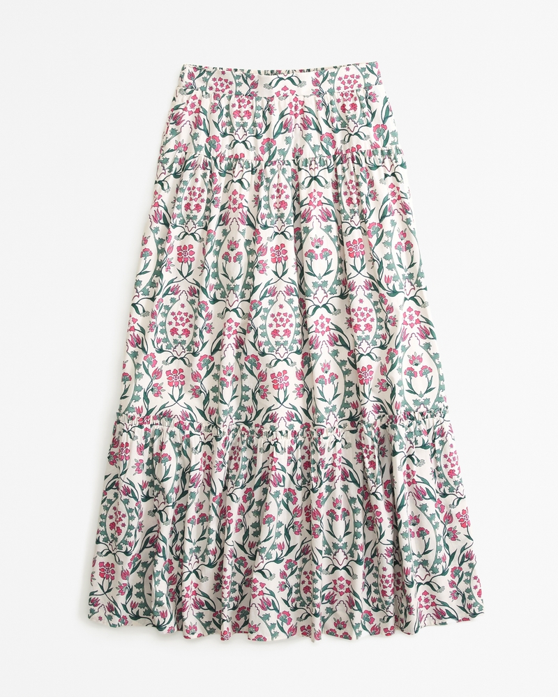 Women's Poplin Tiered Maxi Skirt | Women's Clearance