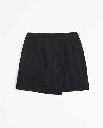 Women's The A&F Scarlett Linen-Blend Wrap Mini Skort | Women's Bottoms ...