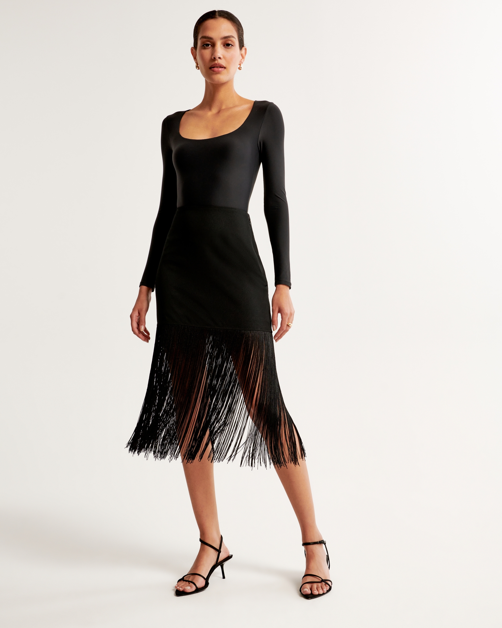 Women's Fringe Mini Dress in Black | Size S | Abercrombie & Fitch