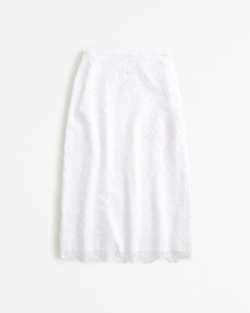 2912133 Beige Lace Midi Skirt