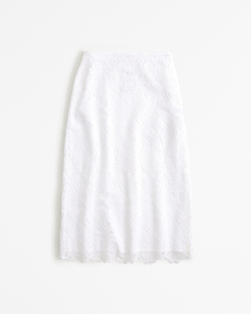 ★LUVISTRUE★CURVED L LACE MIDI SKIRT(WHITE)★正規品/送料込 CURVED L LACE MIDI SKIRT (WHITE) - LUVISTRUE | 60% - Asian