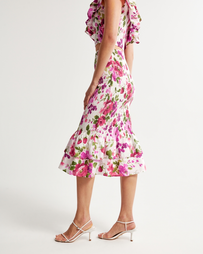Smocked Midi Skirt