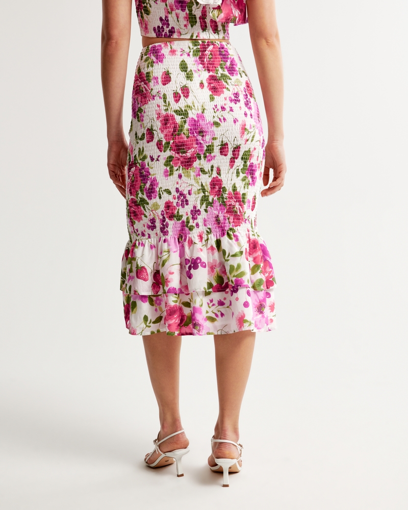Smocked Midi Skirt
