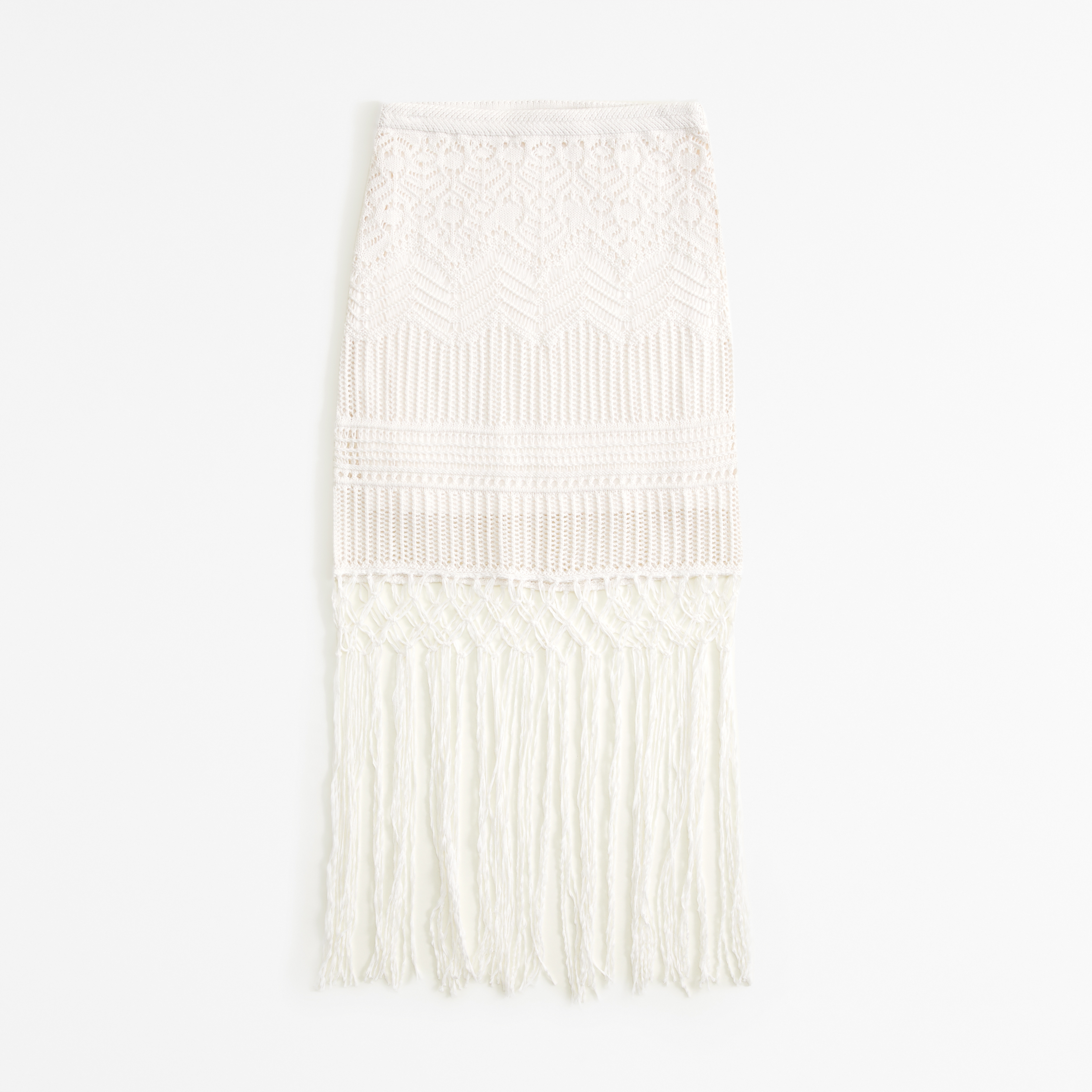 Cotton Crochet Knit Mini Skirt W/fringes