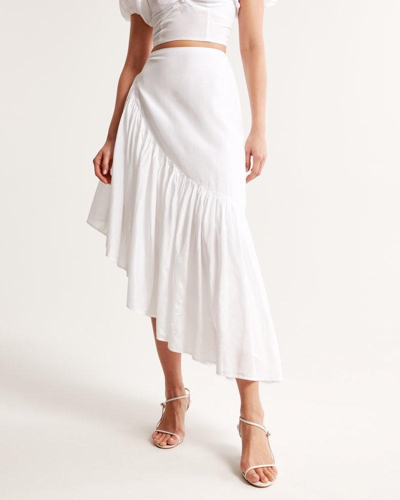 Women's Asymmetrical Ruffle Maxi Skirt Women's Clearance