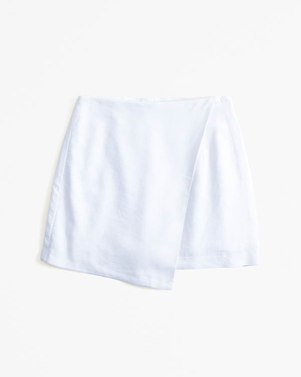 The A&F Scarlett Linen-Blend Wrap Mini Skort, White