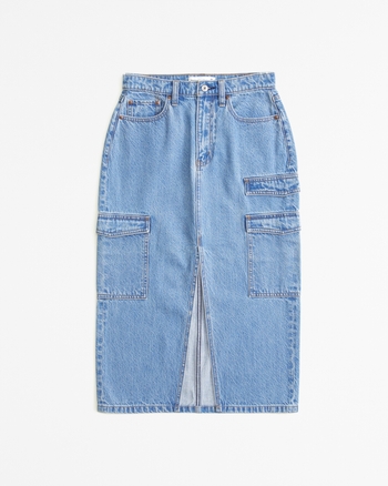 Denim Cargo Midi Skirt from Abercrombie & Fitch - $24.97