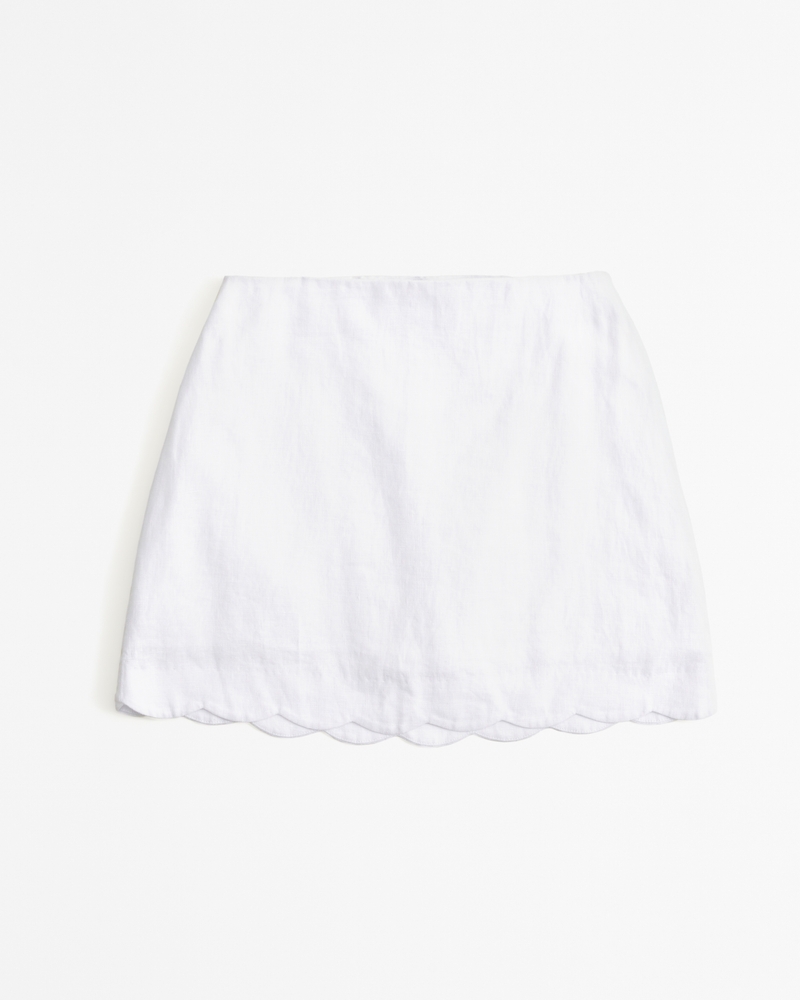 Women's Premium Linen Scallop-Hem Mini Skort Women's Clearance
