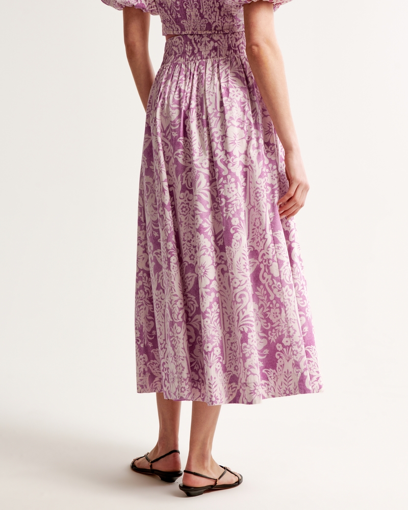 Pattern Mixed Poplin Tiered Maxi Skirt